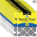 Nordic Pure 12x25x1 (Actual Size: 11 3/4 x 24 3/4 x 3/4) Furnace Air Filters MERV 10 Pleated Plus Carbon 24 Pack