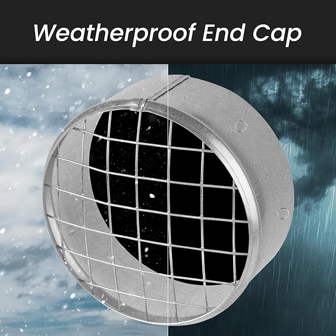 Repa Market Ø12 Inch Duct Cover – Galvanized Steel Round Duct Cap with Mesh Screen – HVAC Exhaust or Intake Vent – Exterior Pipe Air Outlet – Spiral Ventilation Ducting Metal End Plug