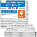 LotFancy 14x14x1 Air Filter MERV 11 4-Pack, Electrostatic Pleated AC Furnace Air Filter, Captures Dust, Smog & Pet Dander, Actual Size: 13.75"x13.75"x0.75"