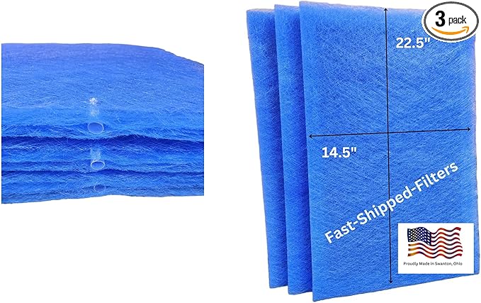 Fast-Shipped-Filters 3 Pack 16x25 Replacement Filter Pads Compatible with Garrison Air Cleaner 16x25 Refill Blue