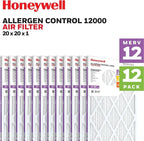Honeywell 20x20x1 MERV 12 Electrostatic Pleated HVAC AC Furnace Air Filter (12-Pack) | Replacement Filter for Home Use | Made in USA