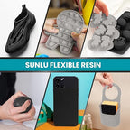 SUNLU Flexible 3D Printer Resin, 66A 3D Printing Resin for Printing Soft and Flexible Items, Bendable and Not Brittle, Fast Curing 405nm UV Photopolymer Resin. 1000G Gray