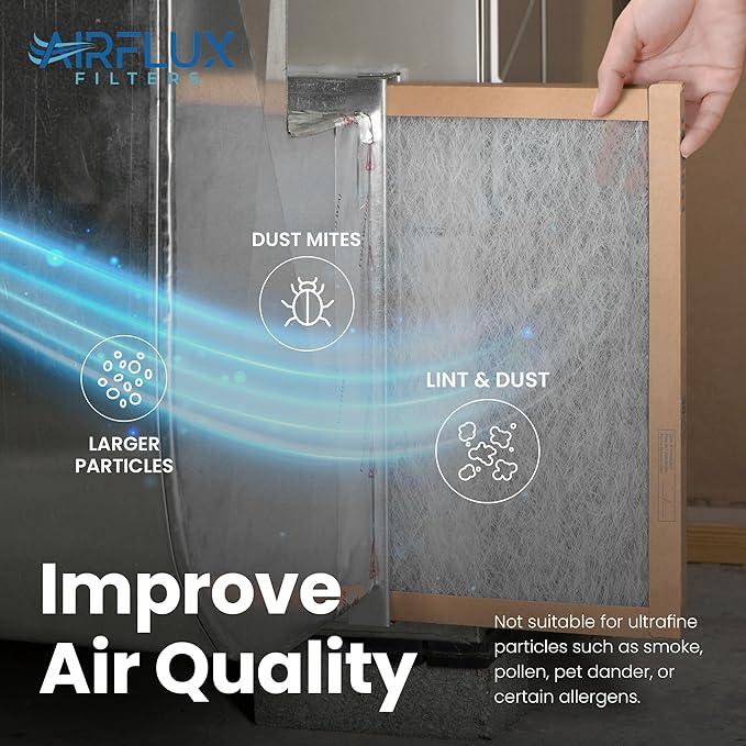 Fiberglass Air Filter -16x20x2Air Filter 12 Pack - Non Pleated 16"x20"x2", AC Filters for Home, Fiberglass, HVAC filters, Heater, Furnace Catcher for Dust - 1 YEAR SUPPLY