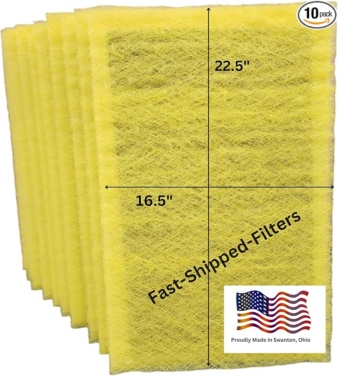 Fast-Shipped-Filters 10 Pack 18x25 Replacement Filter Pads Compatible with MicroPower Guard One Hour Air Cleaner Refill Yellow (10, Yellow, 18x25)