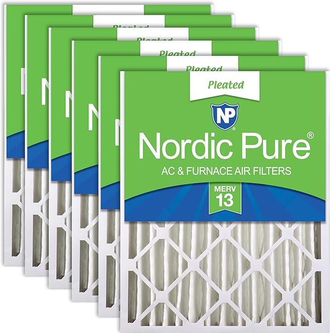 Nordic Pure 20x25x4 (Actual Size: 19 1/2 x 24 1/2 x 3 5/8) Pleated MERV 13 Air Filters 6 Pack