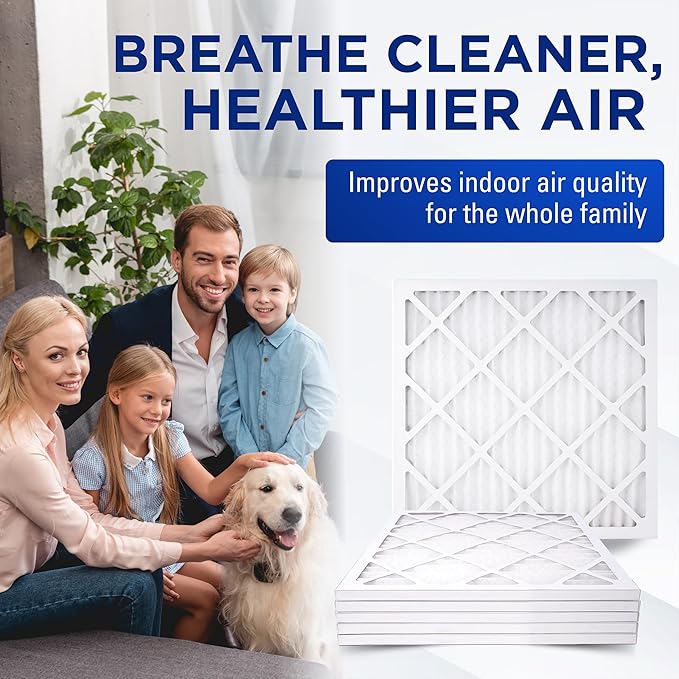 20x25x1 Air Filters, MERV 8 Pleated HVAC AC Furnace Filter Replacement, For Home and Commercial Use, Dust, Pet, & Lint, Made In USA, Easy Install (6 Pack)