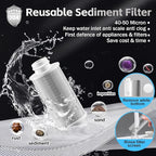 FA21 Washer Water Filter Reusable, brass garden hose filter with 3/4" adapters, 40-50 Micron, inline sediment filter for washing machine shower well water RV Car Wash