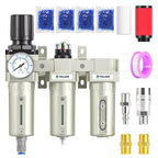 TAILONZ PNEUMATIC 0-240PSI 1/2 Inch NPT Grade Three Stage Industrial Air Drying System, Particulate Filter, Coalescing Filter, Desiccant Dryer and Air Regulator (Automatic Drainage）