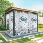 Oceans Outdoor Curtains for Patio Crabs Marine Life Shell Starfish Blue Waterproof Outside Curtains with Grommet Top Weatherproof Curtain for Cabana Pergola Gazebo, 1 Panel, 54" W x 108" L