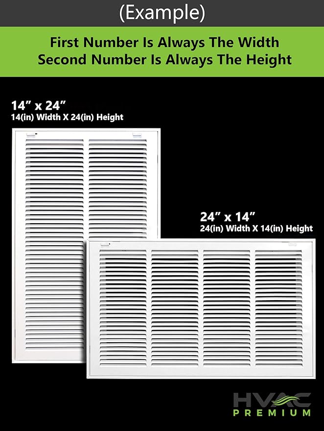 HVAC Premium 22 x 6 Duct Opening Steel Return Air Filter Grille, for 1-inch Filter, Removable Door, Flat Stamped HVAC Vent Cover Grille, Outer Dimensions 24.5 x 8.5