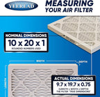 10x20x1 MERV 8 Air Filters 6-Pack, Actual Size 9.7" x 19.7" x 0.75" – Compatible with HVAC, Air Conditioners & Furnaces– High Particle Capture & Smooth Airflow