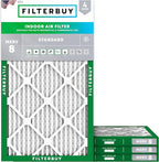 Filterbuy 20x32x1 Air Filter MERV 8 Essential Dust & Allergy Defense (4-Pack), Electrostatic Pleated HVAC AC Furnace Filters Replacement, Made in USA (Actual Size: 20.00 x 32.00 x 0.75)