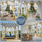 Summer Outdoor Curtains for Patio Sunflowers Gnome Eucalyptus Leaves Waterproof Outside Curtains with Grommet Top Weatherproof Curtain for Cabana Pergola Gazebo, 1 Panel, 54" W x 84" L