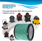 HQRP High Efficiency H14 HEPA Cartridge Filter 2-pack Replacement for Shop-vac 90350 90340 90304 9035033 90344, Fits most 4-16 Gallon Shop-Vac Wet/Dry Vacuums, Washable and Reusable, Green