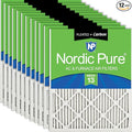 Nordic Pure 20x25x1 (19 1/2 x 24 1/2 x 3/4) Pleated Air Filters MERV 13 Plus Carbon 12 Pack