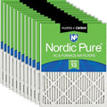 Nordic Pure 16x20x1 (Actual Size: 15 1/2 x 19 1/2 x 3/4) Pleated Air Filters MERV 13 Plus Carbon 12 Pack