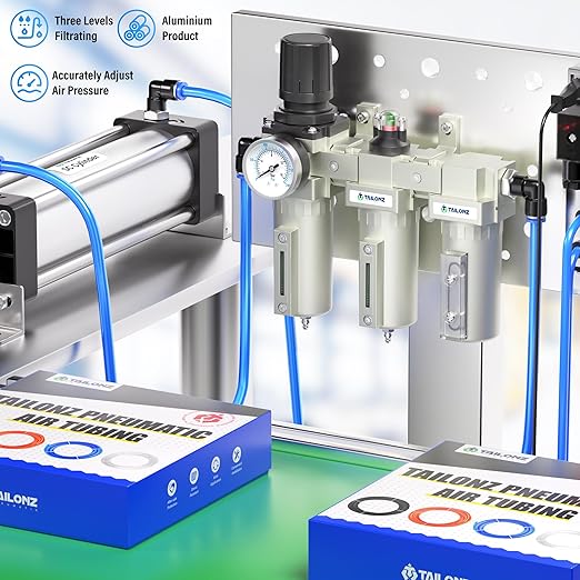 TAILONZ PNEUMATIC 0-240PSI 3/4 Inch NPT Industrial Grade Three Stage Air Drying System, Particulate Filter,Desiccant Dryer and Air Regulator,Coalescing Filter (Manual Drainage)