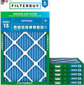 Filterbuy 15x25x1 Air Filter MERV 13 Optimal Smoke & Allergy Defense (6-Pack), Electrostatic Pleated HVAC AC Furnace Filters Replacement, Made in USA (Actual Size: 14.50 x 24.50 x 0.75)