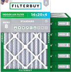 Filterbuy 14x20x4 Air Filter MERV 8 Essential Dust & Allergy Defense (6-Pack), Electrostatic Pleated HVAC AC Furnace Filters Replacement, Made in USA (Actual Size: 13.50 x 19.50 x 3.63)