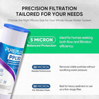 PUREPLUS 5 Micron 10"x2.5" Whole House Pleated Sediment Filter for Well Water, Replacement Cartridge for Universal 10 inch RO System, W50PE, WFPFC3002, SPC-25-1050, FM-50-975, 801-50, WB-50W, 6Pack