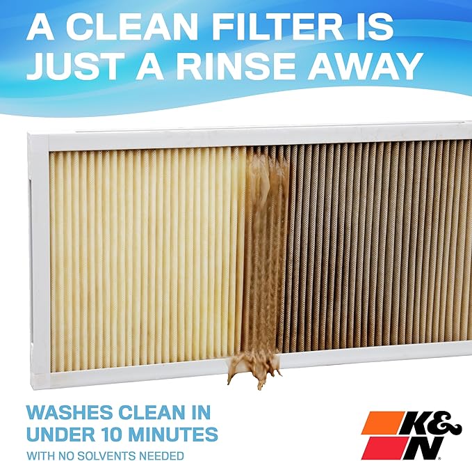 K&N 14X14X1 HVAC Furnace Air Filter, Lasts a Lifetime, Washable, Merv 11, the Last HVAC Filter You Will Ever Buy, Breathe Safely at Home or in the Office, HVC-11414