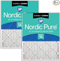 Nordic Pure 18x20x1 (Actual Size: 17 1/2 x 19 1/2 x 3/4) Pleated Air Filters MERV 14 Plus Carbon 2 Pack