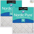 Nordic Pure 18x18x1 (Actual Size: 17 3/4 x 17 3/4 x 3/4) Pleated Air Filters MERV 14 Plus Carbon 2 Pack