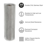 PATIKIL 40" L x 10" W Woven Wire Mesh, 10 Mesh 316L Stainless Steel Air Vent Filter Screen for Window Security Vent Cover Filtration Animals Fence