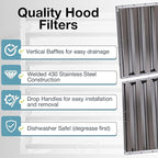 20" x 25" Stainless Steel Commercial Hood Filter – Dishwasher Safe, Welded Baffle Grease Trap with Drop Handles – Easy Installation & Durable Grease Fire Prevention Filter