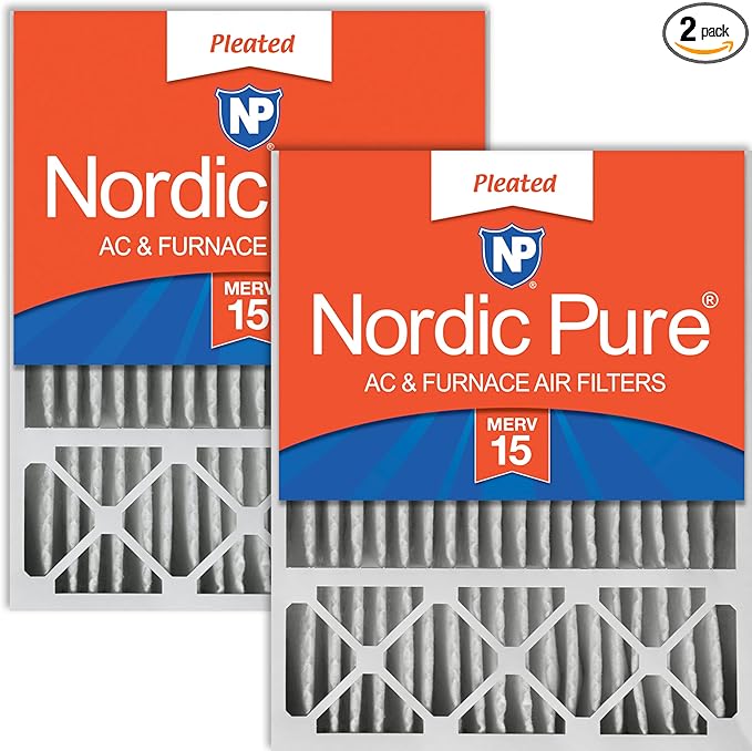 Nordic Pure 20x25x5 (Actual Size: 19 3/4 x 24 3/4 x 4 3/8) Lennox X6673 X6675 Replacement MERV 15 Air Filters 2 Pack