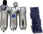 SUPER HEAVY DUTY HIGH FLOW AIR FILTRATION SYSTEM, 2 STAGE PARTICULATE FILTER PLUS OIL REMOVING COALESCING FILTER COMBINATION (3/4" NPT, AUTO DRAIN)