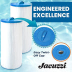 Jacuzzi ProClear II 60 Sq Ft Replacement Filter Cartridge 6000-383AJ2, Fits 2002+ J-300 Series Hot Tubs - Hydro Filter with Twist-Off Cap, Premium Spa Water Filtration for Clean, Clear Waters - 2 Pack