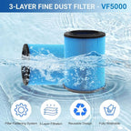 2 Pack Replacement VF5000 Filter for Ridgid Shop Vac Filter 5-20 Gallon, 3-Layer Wet/Dry Rigid Shop Vac Filters Compatible with WD06700 WD0671 WD0970EX0 WD0970M0 WD1270 WD1450