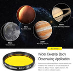 Astromania Telescope Filter, Planetary Filter with Metal Frame for Astronomical Telescope Eyepiece, 2 Inch Telescope #12 Yellow Color Filter for Enhancing Contrast in Lunar Planetary Observation