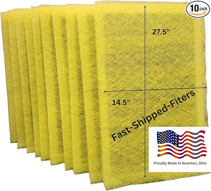 Fast-Shipped-Filters 10 Pack Replacement Filter Pads Compatible with MicroPower Guard One Hour Air Cleaner Refill Yellow (10, Yellow, 16x30)