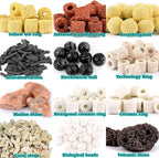 Aquarium Filter Media: 12-in-1 Bio Balls & Ceramic Rings Kit (1000g) for Fish Tank or Pond - Includes Zippered Mesh Bag