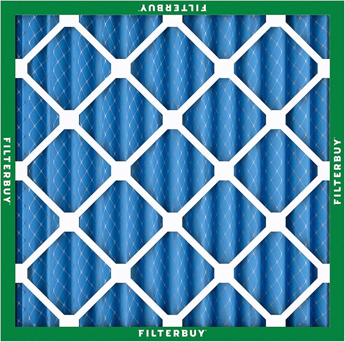 Filterbuy 25x25x2 Air Filter MERV 13 Optimal Smoke & Allergy Defense (2-Pack), Electrostatic Pleated HVAC AC Furnace Filters Replacement, Made in USA (Actual Size: 24.50 x 24.50 x 1.75)
