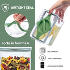 4-Pack Airtight Pantry Containers, 1.9 QT / 1.8 L Clear Food Storage Jars with Leakproof Twist-Lock Lids, Detachable Lid for Easy Cleaning, Cereal, Pasta, Rice, Oats, Snack Storage- Green
