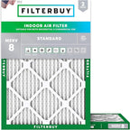Filterbuy 8x14x1 Air Filter MERV 8 Essential Dust & Allergy Defense (2-Pack), Electrostatic Pleated HVAC AC Furnace Filters Replacement, Made in USA (Actual Size: 7.50 x 13.50 x 0.75)