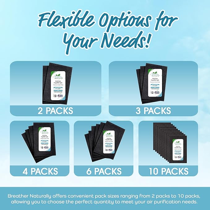 Breathe Naturally - Hapf600 HEPA Carbon Filter Replacement for Holmes Air Purifiers - High Efficiency Carbon Air Cleaner Filters - Compatible with Holmes HAPF600 Series - (2 Pack Carbon Filter C)