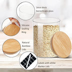 Glass Storage Jars Set Elegant Containers with Airtight Bamboo Lids, Perfect for Kitchen Organization - Flour, Rice, Pasta, Sugar, Coffee Beans (2 packs(37oz) / 2 packs(111oz))