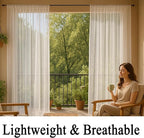Patio Screen Mesh Outdoor Curtains Waterproof Sheer Lightweight Bug Netting for Porch Gazebo Garden Party Wedding Backdrop, White, W 125 x L 98 inch per Panel, 2 Panels