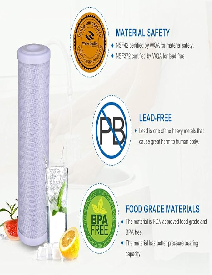 CFS – 10“ x 2.5” Carbon Block Water Filter Cartridge Compatible with Flow-Pur 8, WCBCS-975-RV Models – Removes Bad Taste and Odor – Whole House Replacement Filter Cartridge – 4 Pack