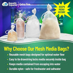 Aquatic Experts Extra Fine Aquarium Media Bag, Durable Drawstring Bags for Fish Tank Filters, 150 Micron Mesh, (Extra Fine, 3"x 4" - 4 Pack)