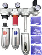 3/4" NPT SUPER DUTY Industrial Grade 4 Stages Filter Coalescing Desiccant Dryer Regulator System For Compressed Air Lines, Metal Bowls, Great For Paint Spray And Plasma Cutter (MANUAL DRAIN)