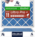 MervKing 20x25x2 Air Filter Actual Size: 19.7" x 24.7" x 1.75" MERV 11 MPR 1000-1200 | MADE IN USA | 4-Pack | Pleated HVAC AC Furnace Replacement