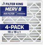 Filter King 19x19x1 Air Filter | 4-PACK | MERV 8 HVAC Pleated A/C Furnace Filters | MADE IN USA | Actual Size: 19 x 19 x .75"