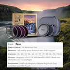 Kase 82mm KW Revolution Plus Master Kit, Includes CPL, ND8/64/1000, Inlaid Ring, Front Lens Cap, Filter Bag, 3D Tool, Suitable for Long-Exposure Landscape Video Shooting