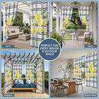 Lemon Outdoor Curtains for Patio Lemon Leaves Summer Plaid Buffalo Waterproof Outside Curtains with Grommet Top Weatherproof Curtain for Cabana Pergola Gazebo, 2 Pack, 54" W x 84" L