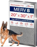20x30x1 Electrostatic Air Filter, MERV 8, Washable, Reusable Furnace AC/HVAC Filter, Energy Saving, Easy to Clean, Long-Lasting by LifeSupplyUSA